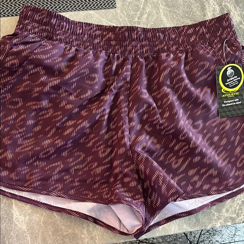 Athletic Works Purple Athletic Shorts with Elastic Waistband